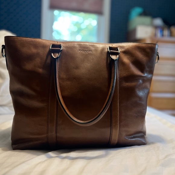 It is everyday bag. Brown color. 100% leather. They have shoulder strap